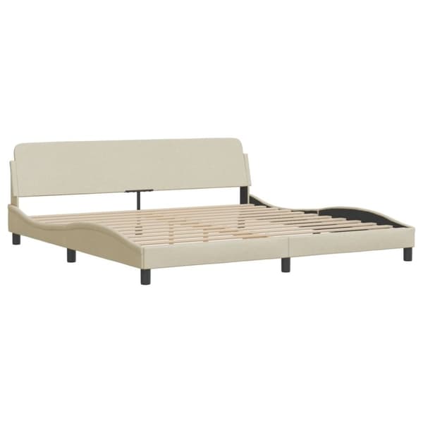 vidaXL seng med madras 200x200 cm stof cremefarvet