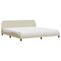 Miniatyrbillede 1 af 9: vidaXL seng med madras 200x200 cm stof cremefarvet