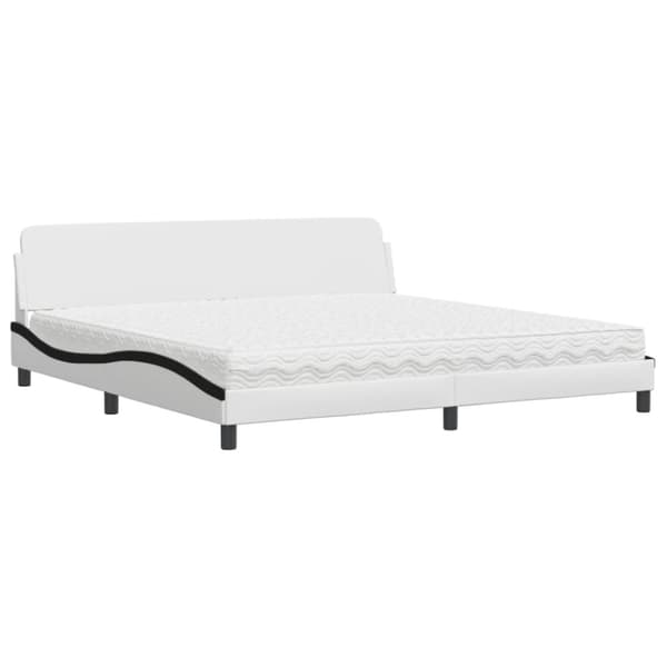 vidaXL seng med madras 200x200 cm kunstlæder hvid og sort