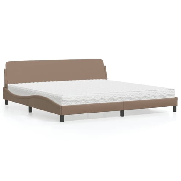 vidaXL seng med madras 200x200 cm kunstlæder cappuccinofarvet