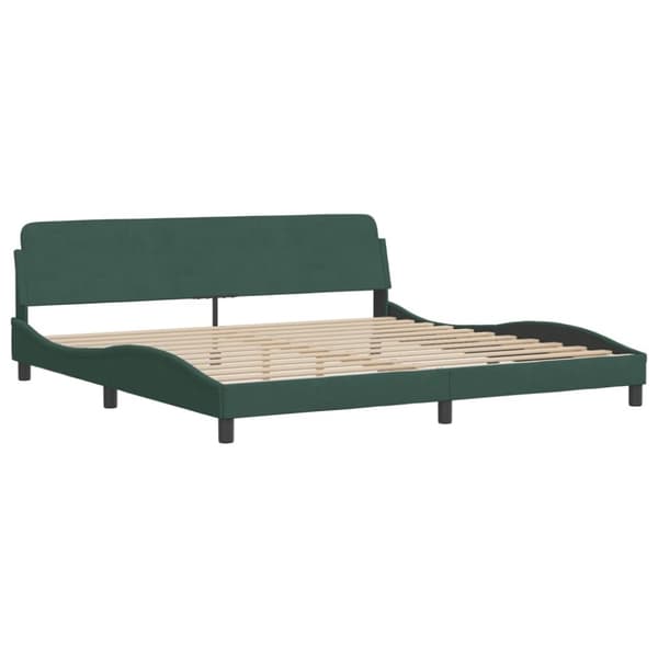 vidaXL seng med madras 200x200 cm velour mørkegrøn