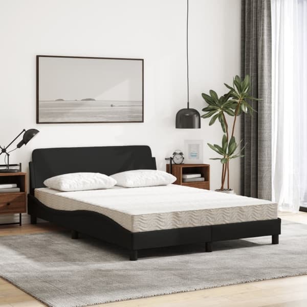 vidaXL Seng med madras 120x200 cm stof sort