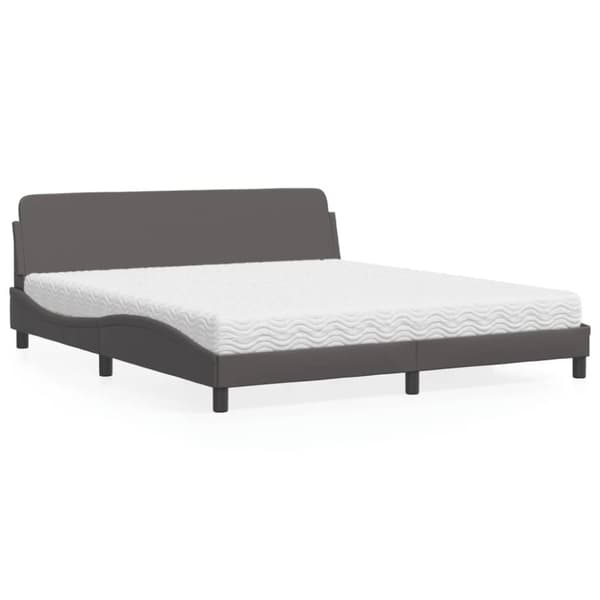 vidaXL seng med madras 180x200 cm kunstlæder grå