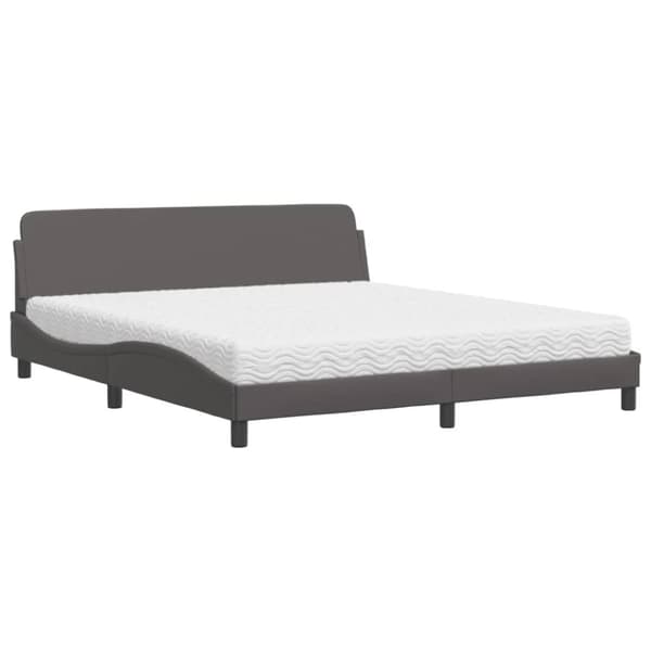vidaXL seng med madras 180x200 cm kunstlæder grå