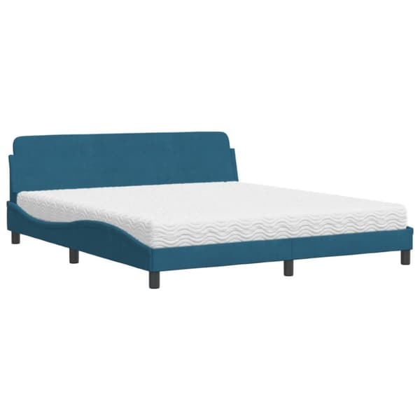 vidaXL seng med madras 180x200 cm velour blå