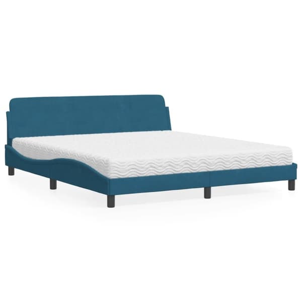 vidaXL seng med madras 180x200 cm velour blå
