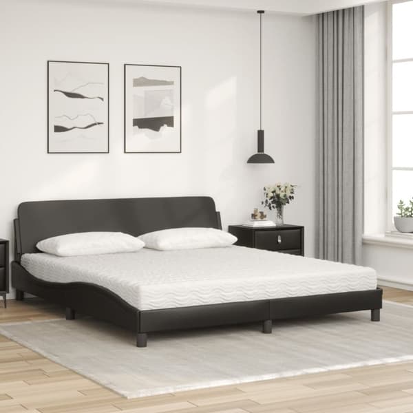 vidaXL seng med madras 180x200 cm kunstlæder sort