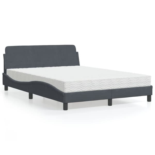 vidaXL seng med madras 120x200 cm velour mørkegrå