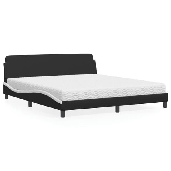 vidaXL seng med madras 180x200 cm kunstlæder sort og hvid