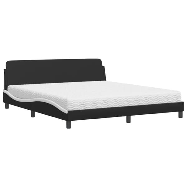 vidaXL seng med madras 180x200 cm kunstlæder sort og hvid