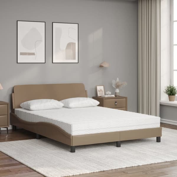 vidaXL Säng med madrass cappuccino 140x190 cm konstläder