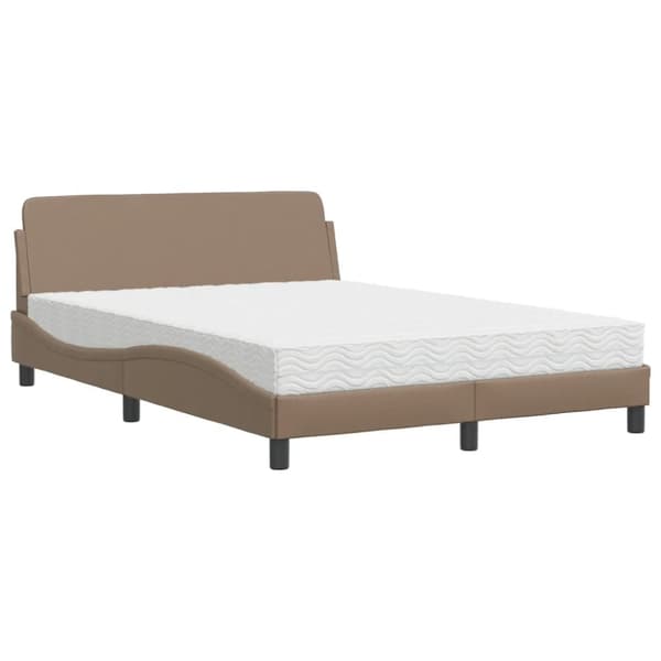 vidaXL Säng med madrass cappuccino 140x190 cm konstläder