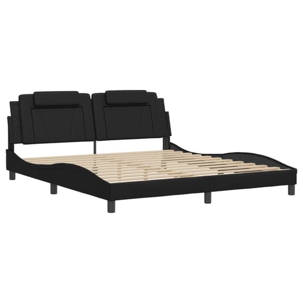 vidaXL sengeramme med sengegavl 180x200 cm kunstlæder sort