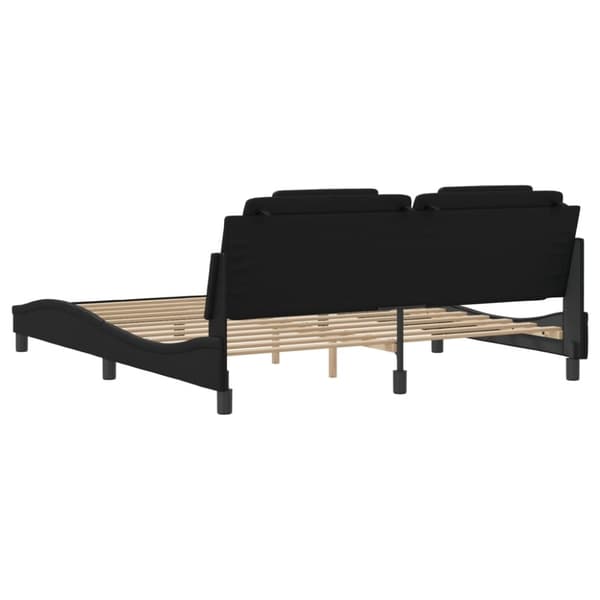 vidaXL sengeramme med sengegavl 180x200 cm kunstlæder sort