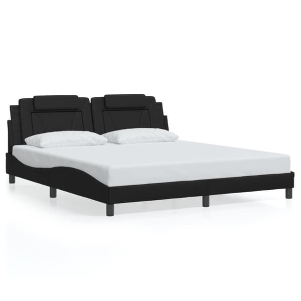 vidaXL sengeramme med sengegavl 180x200 cm kunstlæder sort
