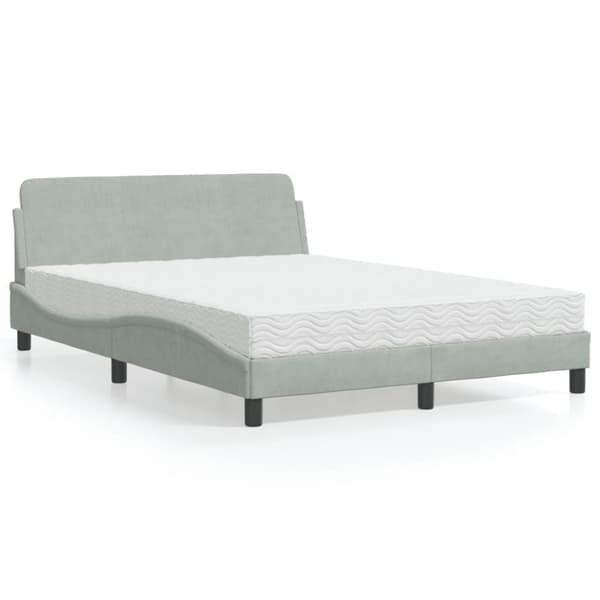 vidaXL seng med madras 140x190 cm velour lysegrå