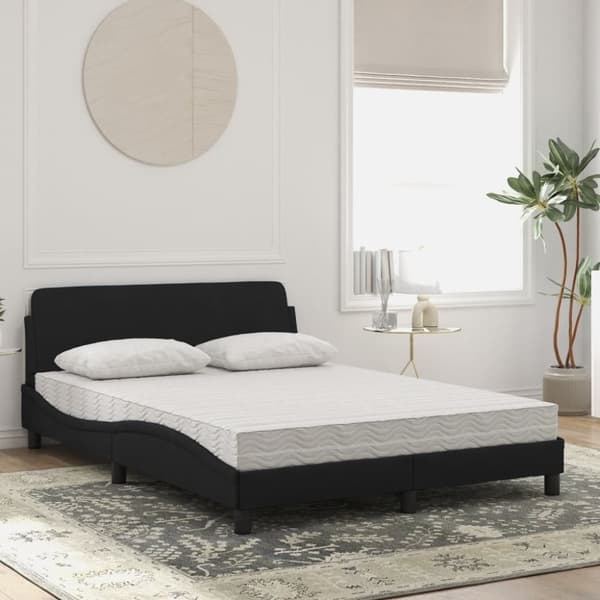vidaXL seng med madras 140x190 cm velour sort