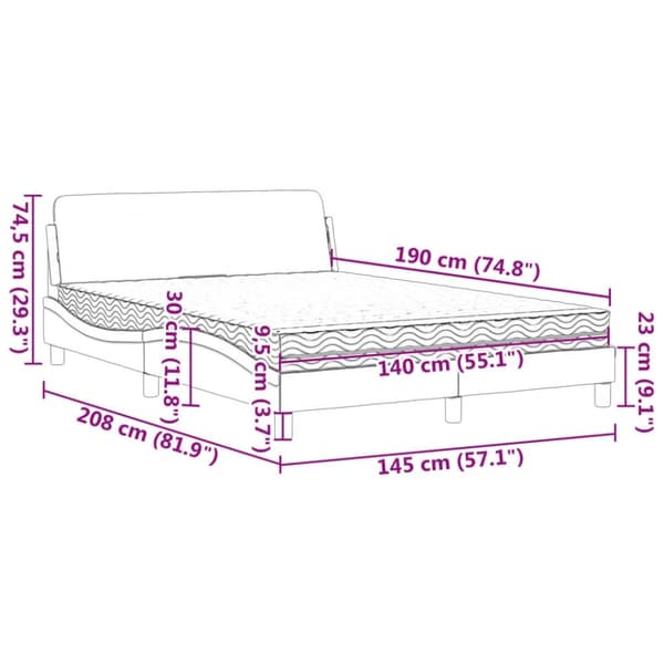 vidaXL Säng med madrass vit 140x190 cm konstläder