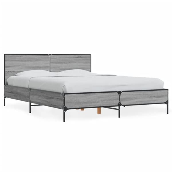 vidaXL Sengeramme grå sonoma 140x200 cm konstruert tre og metall