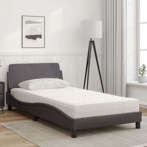 vidaXL Säng med madrass grå 100x200 cm konstläder