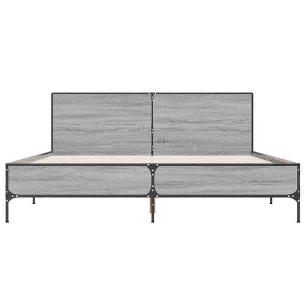 vidaXL Sängynrunko harmaa Sonoma 140x190 cm tekninen puu ja metalli