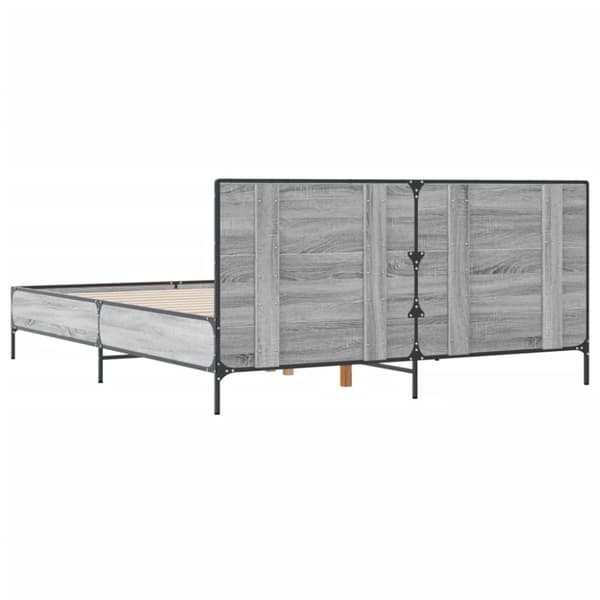 vidaXL Sängynrunko harmaa Sonoma 140x190 cm tekninen puu ja metalli