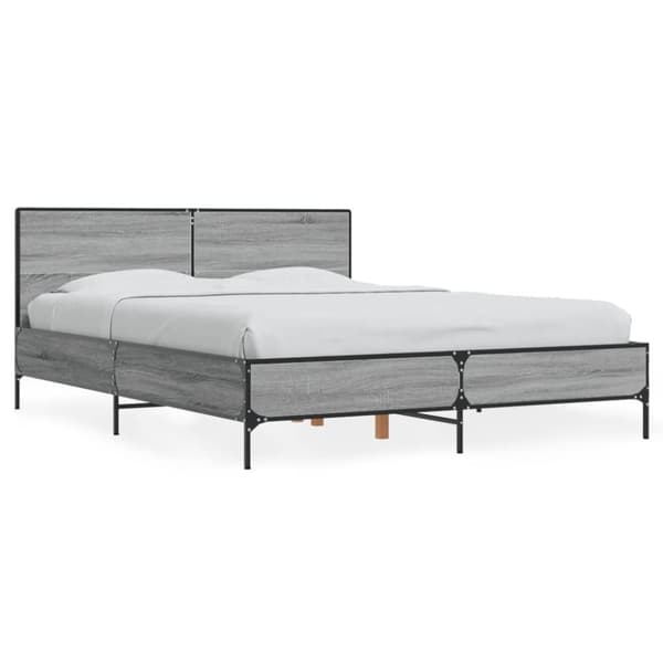 vidaXL Sängynrunko harmaa Sonoma 140x190 cm tekninen puu ja metalli