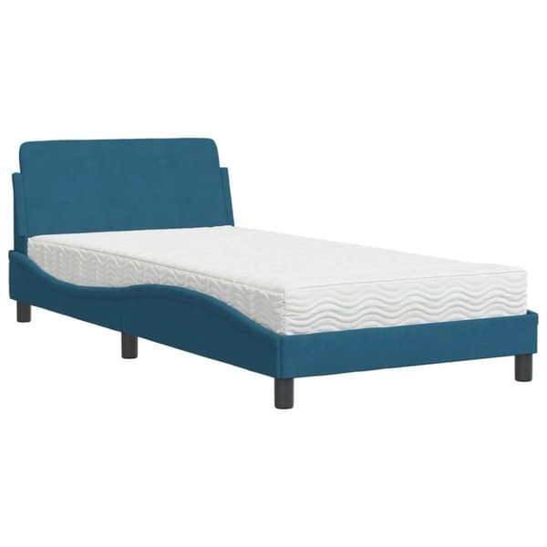 vidaXL seng med madras 100x200 cm velour blå
