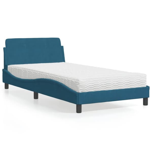 vidaXL seng med madras 100x200 cm velour blå