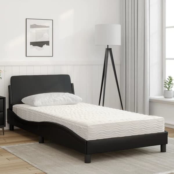 vidaXL seng med madras 100x200 cm kunstlæder sort