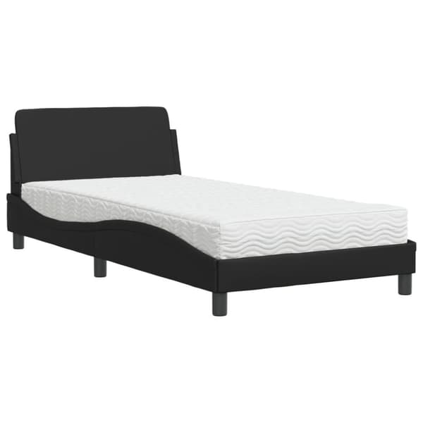 vidaXL seng med madras 100x200 cm kunstlæder sort