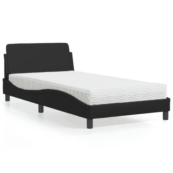 vidaXL seng med madras 100x200 cm kunstlæder sort