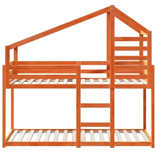 vidaXL Barneseng med tak voksbrun 80x200 cm heltre furu