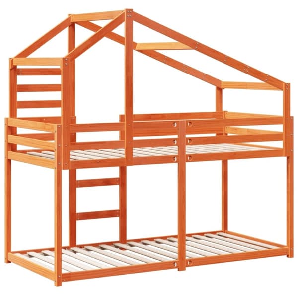 vidaXL Barneseng med tak voksbrun 80x200 cm heltre furu