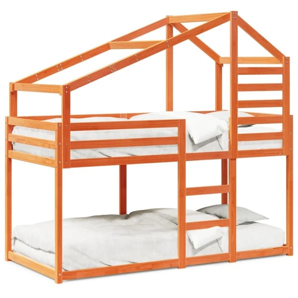 vidaXL Barneseng med tak voksbrun 80x200 cm heltre furu