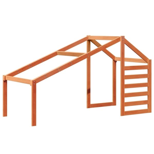 vidaXL Hög säng med tak vaxad brun 80x200 cm massiv furu