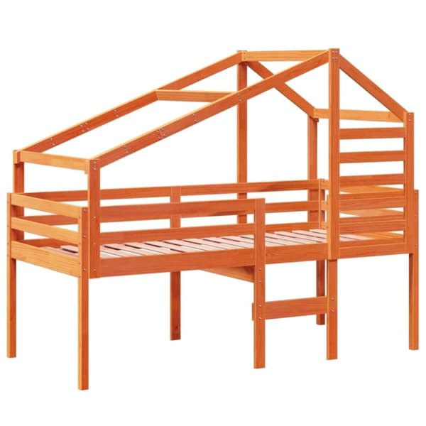 vidaXL Hög säng med tak vaxad brun 80x200 cm massiv furu