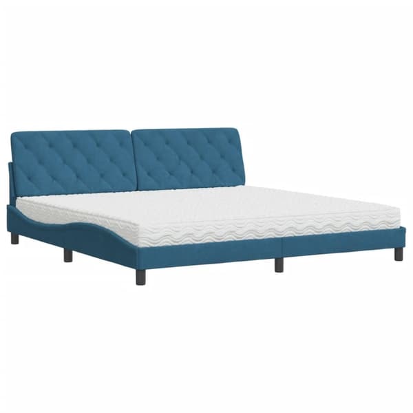 vidaXL seng med madras 200x200 cm velour blå