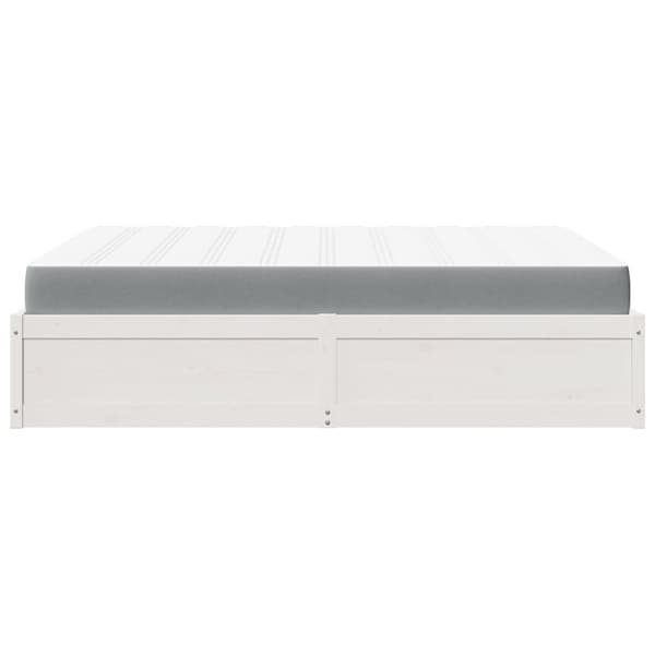 vidaXL Seng med madrass hvit 160x200 cm heltre furu