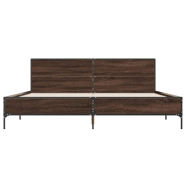vidaXL Sängynrunko ruskea tammi 180x200 cm tekninen puu ja metalli