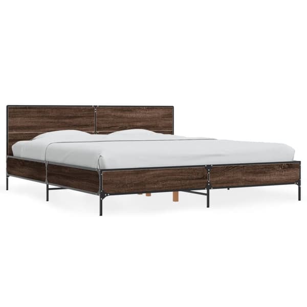vidaXL Sängynrunko ruskea tammi 180x200 cm tekninen puu ja metalli