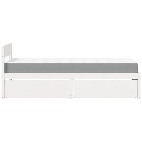 vidaXL Sängram med lådor och madrass vit 90x190 cm massiv furu