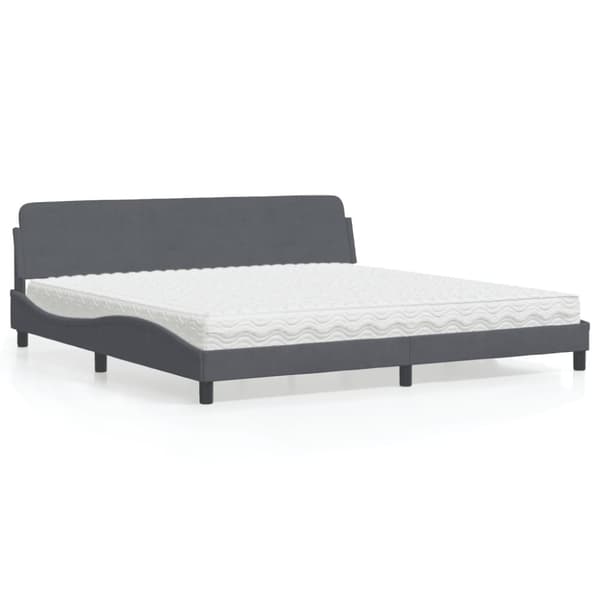 vidaXL seng med madras 200x200 cm velour mørkegrå