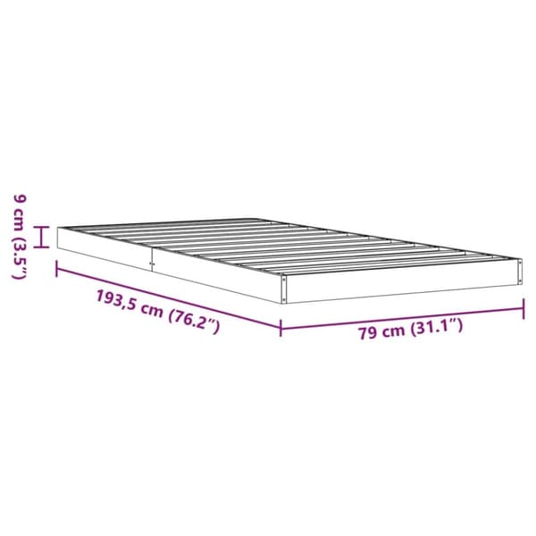 vidaXL Sängynrunko vahanruskea 75x190 cm täysi mänty