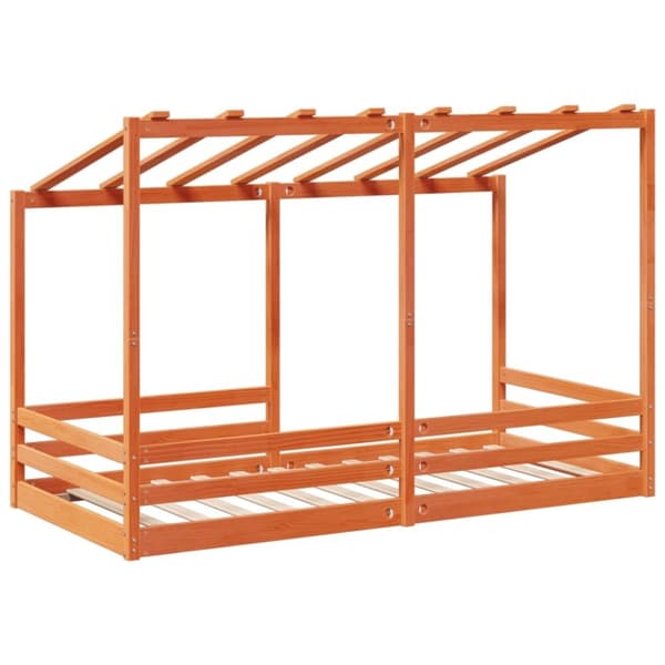 vidaXL Barneseng med tak voksbrun 90x200 cm heltre furu