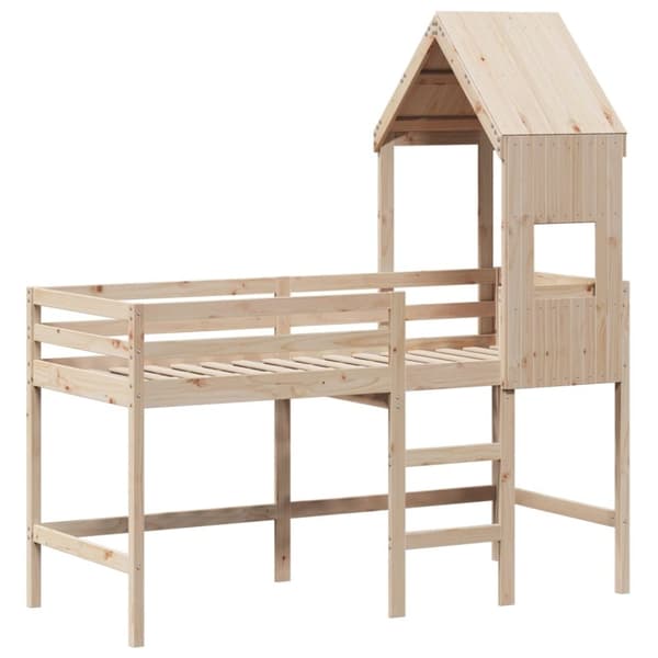 vidaXL Køyeseng med stige og tak 90x190 cm heltre furu