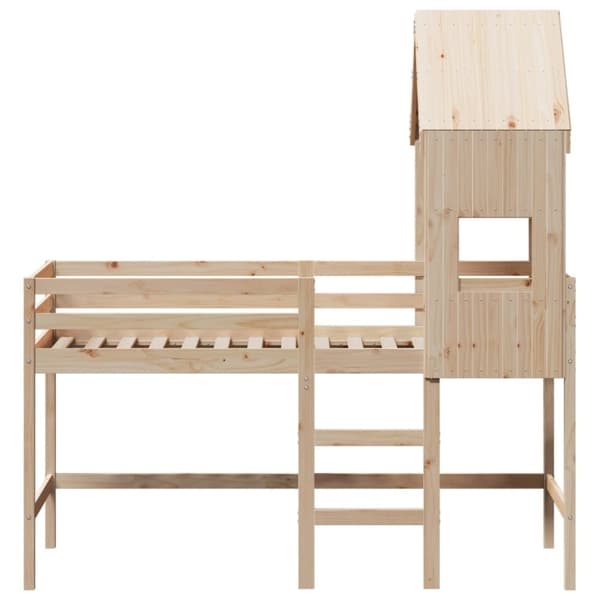 vidaXL Køyeseng med stige og tak 90x190 cm heltre furu