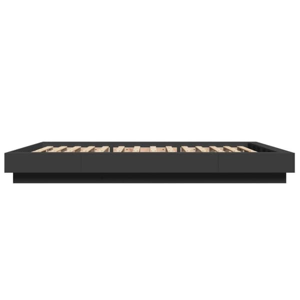 vidaXL Sängynrunko LED-valoilla musta 120x190 cm tekninen puu