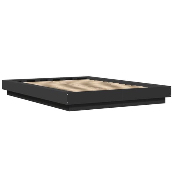vidaXL Sängynrunko LED-valoilla musta 120x190 cm tekninen puu