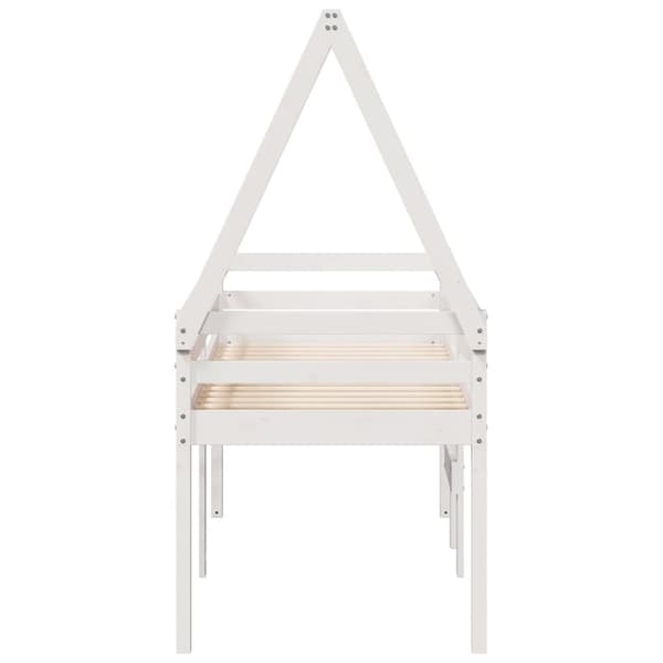 vidaXL højseng med tag 90x200 cm massivt fyrretræ hvid
